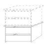 Drawer insert with 2 pull-outs wooden front for compartment width 96.4cm with super depth 64.3 cm
W