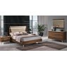 Saltarelli Emozioni Walnut Bed With Narrow Upholstered Headboard, Sides and Footboard in Wood