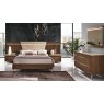 Saltarelli Mobili Saltarelli Emozioni Walnut Bed With Upholstered Headboard and Nightstand Back Panels, Sides and Foot