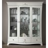 Saltarelli Mobili Saltarelli Giulia White Vetrina 3 Doors Glass Cupboard with Drawers.