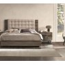 Status SRL Italy Status Medea Vintage Oak Bed Frame With Upholstered Headboard