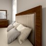 Status SRL Italy Status Eva Walnut Upholstered Bed with Velvet Beige Headboard