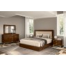 Status SRL Italy Status Eva Walnut Upholstered Bed with Velvet Beige Headboard