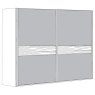 2 Door Sliding Wardrobe with 1 Right Crystal Mirror and 1 Left Pebble Grey Glass with 2 Panels