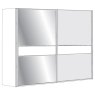 2 Door Sliding Wardrobe with 1 Left Crystal Mirror and 1 Right Pebble Grey Glass with 5 Panels
