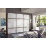 Wiemann Rialto 250 cm3 Door Sliding Door Wardrobe with Front in White Glass and 2 Cross Trim with Pebble Glass Finish