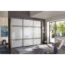 Wiemann Rialto 250 cm3 Door Sliding Door Wardrobe with Front in White Glass and 2 Cross Trim with Pebble Glass Finish