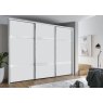 Wiemann Rialto 250 cm3 Door Sliding Door Wardrobe with Front in White Glass and 2 Cross Trim with White Glass Finish