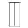 Walk-in corner unit with swing doors with wooden door Front with trims W130cm x H220cm x D127cm