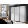 Wiemann German Furniture Wiemann Miami sliding-door wardrobe of width 225cm with 3 doors without cornice, handles in silver