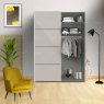 Wiemann German Furniture Wiemann Miami plus sliding door wardrobe of width 150cm 2 doors without Cornice, handle ledges in chrome/slate