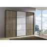 Wiemann German Furniture Wiemann Miami plus sliding door wardrobe of width 225cm 3 doors without cornice, handle ledges in chrome/slate