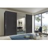 Wiemann German Furniture Wiemann Miami plus sliding door wardrobe of width 225cm 3 doors without cornice, handle ledges in chrome/slate