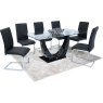 Oslo Clear Glass Top With Black and White High Gloss Dining Table With 6 Chairs